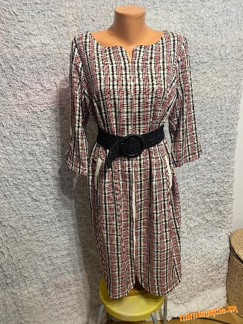 bielo čierno burgundské denné biznis šaty Margo Collection