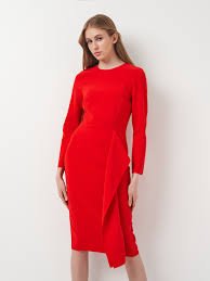 červené midi šaty H&M