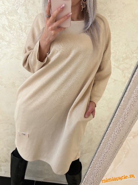 Damska oversize tunika/šaty beige