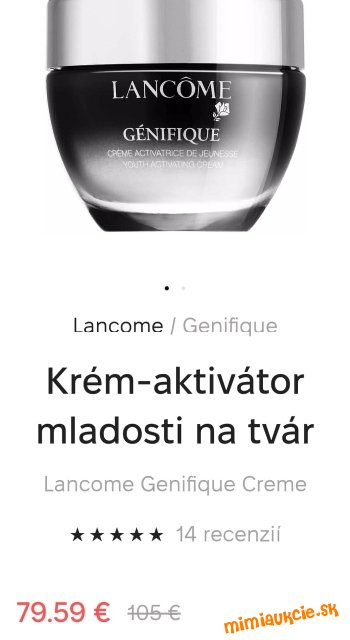 Krém-aktivátor mladosti na tvár.....LANCOME 50ML.....cca 105€