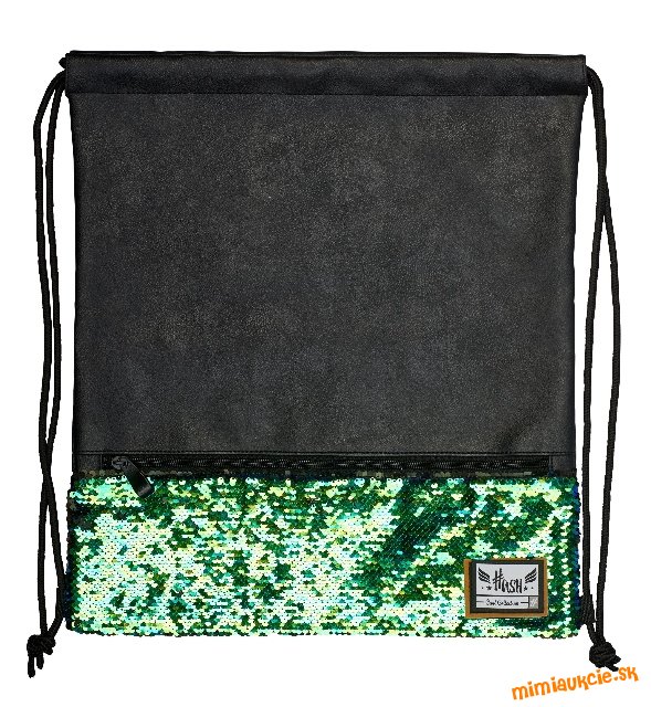 Luxusné koženkové vrecúško / taška na chrbát HASH, Green Sequins, HS-135, 507019022