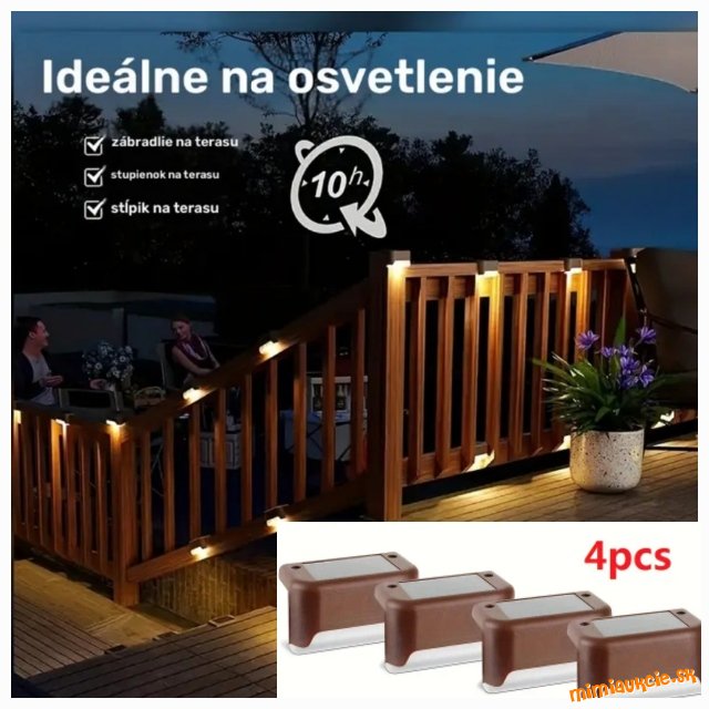 *** 4ks  LED SOLÁRNE OSVETLENIE*** TEPLÁ BIELA*** HNEDÁ KRABIČKA*** ČÍRE SKLÍČKA ***