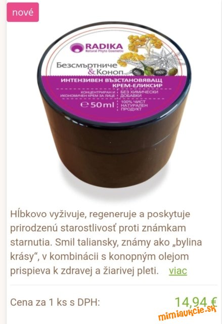 RADIKA Silne regeneracny krem smil taliansky a konope 50 ml.....PC cca 15€