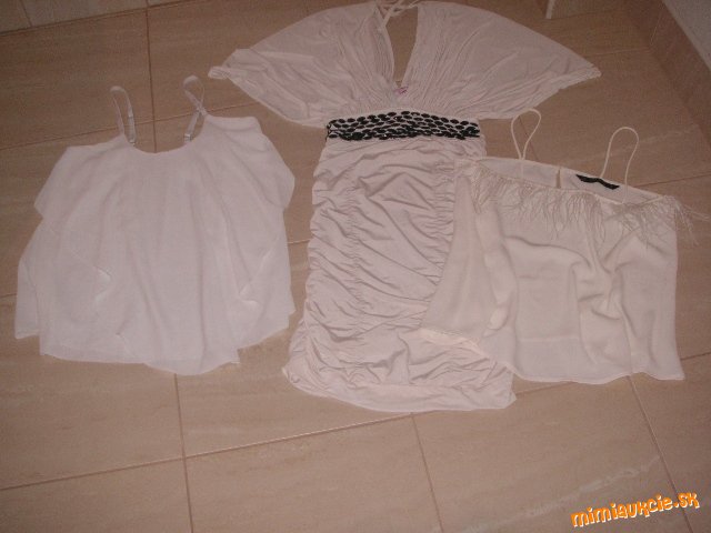 Pre slečnu tri biele vecičky,  top ZARA, šaty  TALLY , dvojitý top, XS , kuk ostatné veci