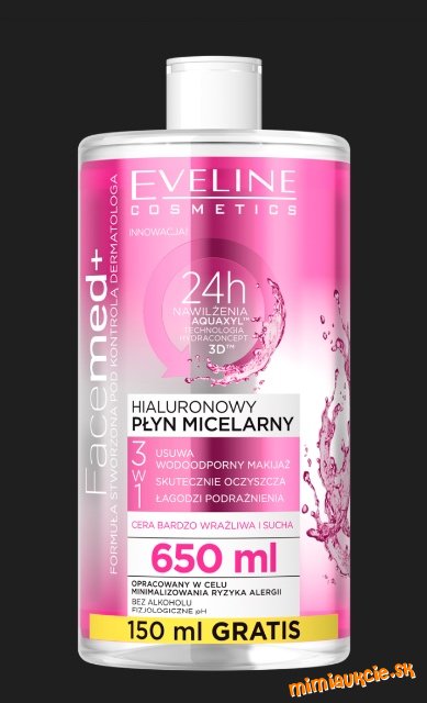 HYALURONOVA  micelárna pleťová voda 3v1…až 650 ml