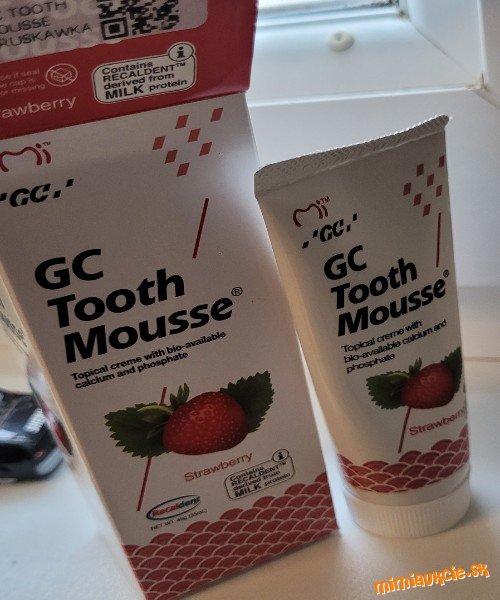 GC Tooth mousse dentálny krém jahoda 35 ml, vhodný aj pre detičky