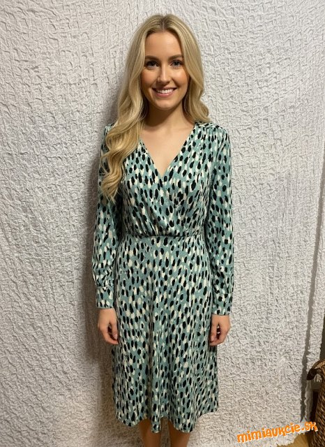 elegantné mentolovo béžovo čierne denné šaty H&M