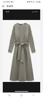 khaki bavlnené úpletové šaty s opaskom Zara