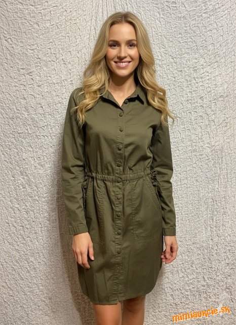 khaki zelené košeľové šaty REserved