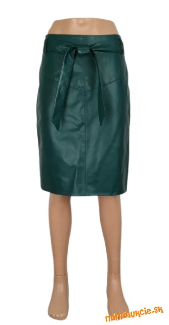 tmavozelená koženková sukňa s opaskom Orsay veľ. 40