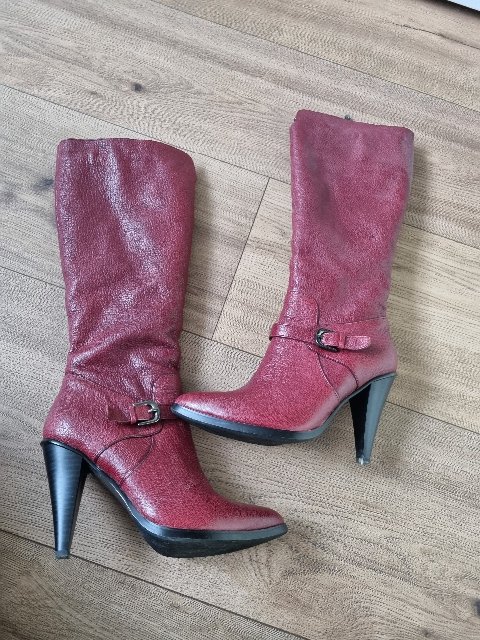 bordové kožené talianske čižmy veľ. 37