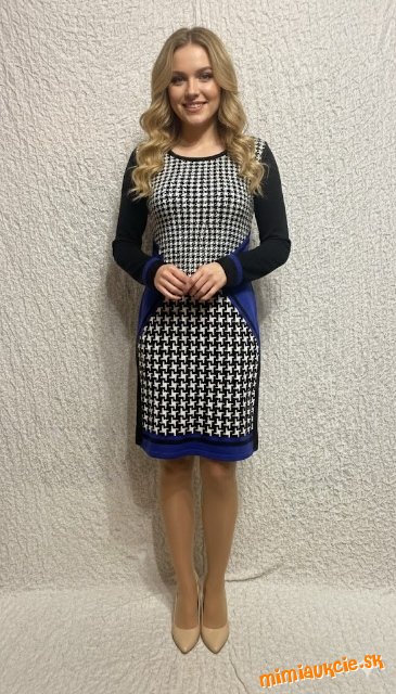 čierno modro biele pleteninové šaty Bodyflirt dvojčíslo 36/38