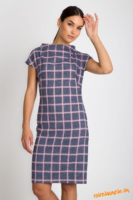 džersejové modro ružové kárované šaty Quiosque p.c. 45 eur