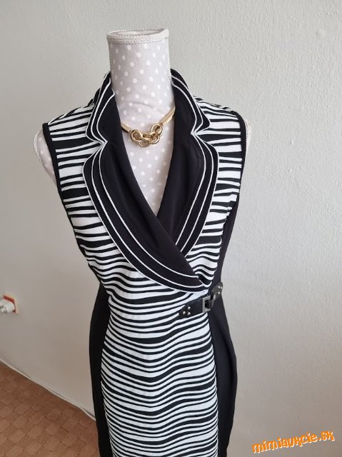 elastické čierno-biele šaty Joseph Ribkoff veľ. 38