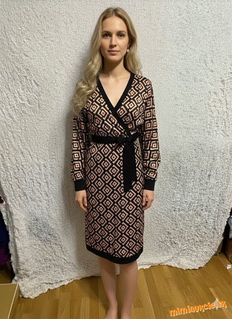 béžovo čierne denné netopierie šaty Shein dojčíslo 40/42