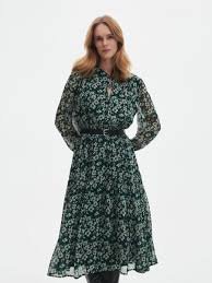 skvelé čierno zelené šaty s drobným vzorom Reserved