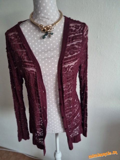 bordový celočipkový kardigán veľ.  L
