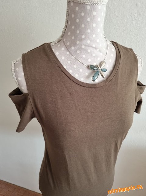 nový khaki top s otvormi na ramenách veľ M