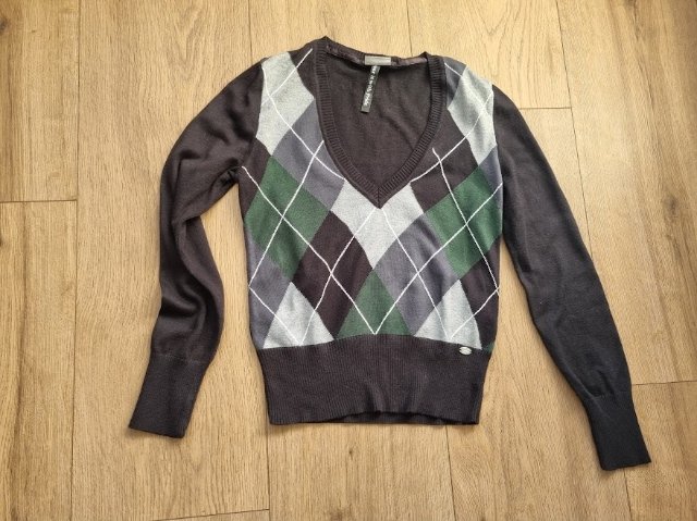 čierno-zeleno -bielo-šedý svetrík Street One veľ. S