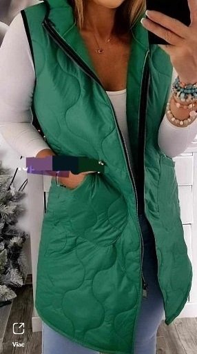 nová jasnozelená prešívaná vesta s kapucňou veľ. XL