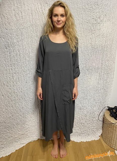 sivé oversize šaty z lyocelu Unisono