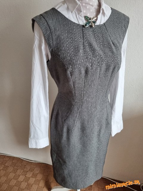 sivé office šaty F&F bez blúzky veľ. 38/40