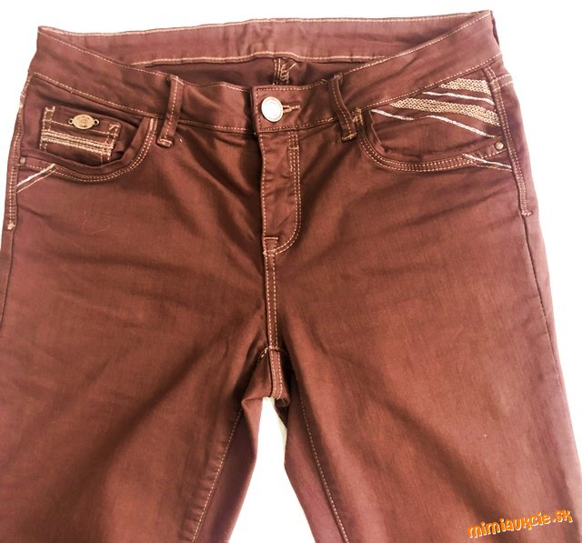 Damske tmavo-hnede pružne nohavice