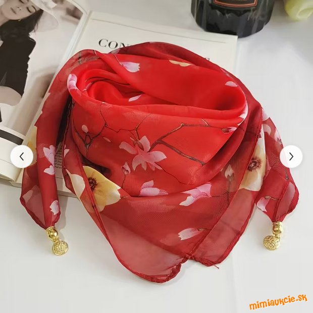 Nová šatka na mag. zapínanie-červená s kvetmi