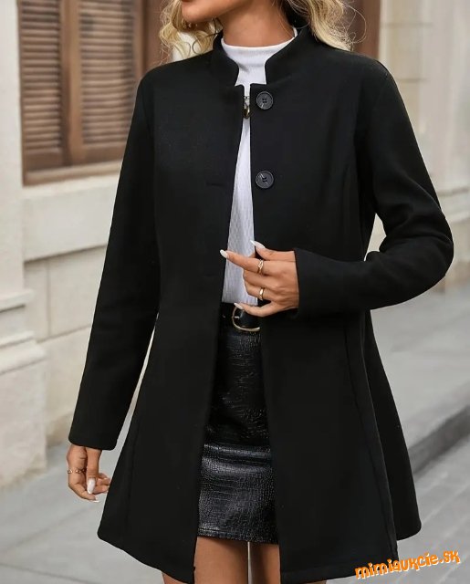 Čierny kabat so stojačikom ***XXL***