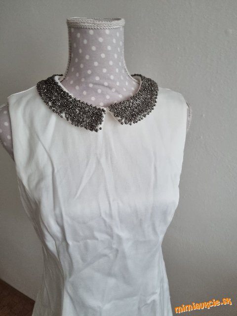 luxusná biela blúzka s korálkami na golieri Orsay veľ. 38