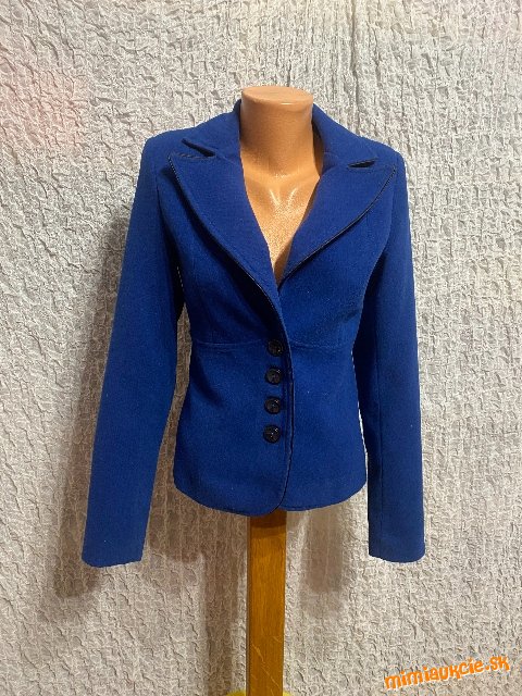 dokonalé korzetové parížskomodré vlnené sako Wojcicki
