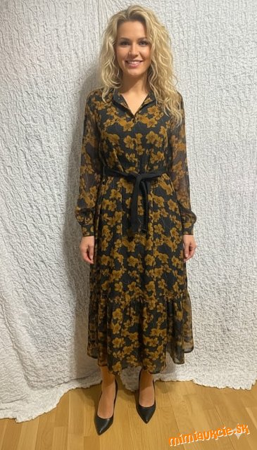 Fantastické čierno hnedé voľné šaty Msch Copenhagen