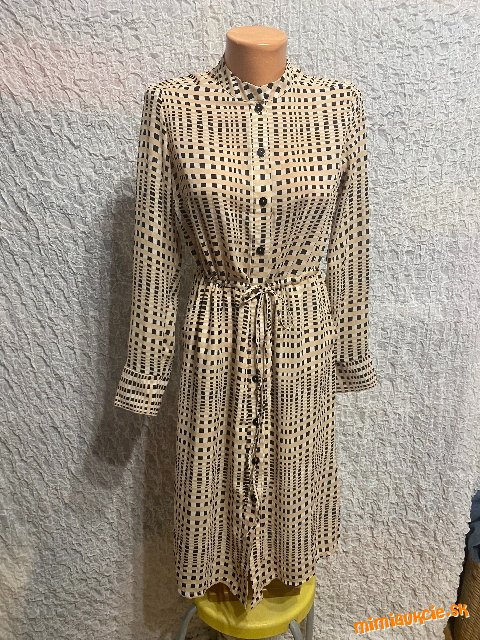 hnedo bielo čierne košeľové šaty Reserved