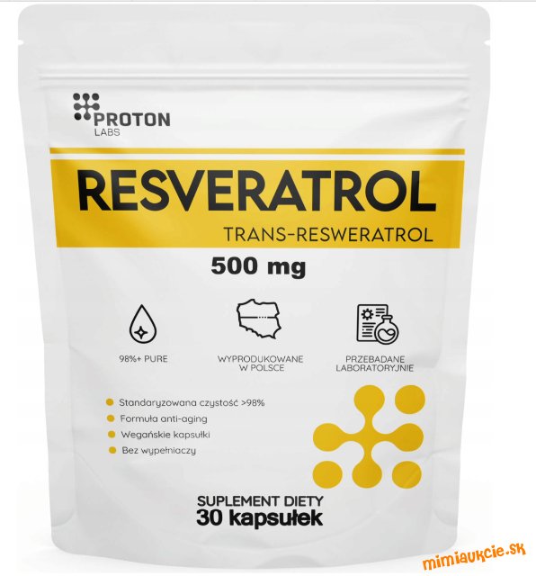 Resveratrol 500 mg – Proton Labs 30 vegánskych kapsúl | 99,9 % čistota