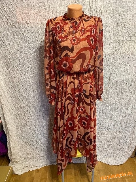 šifonové burgundsko škoricové šaty Reserved