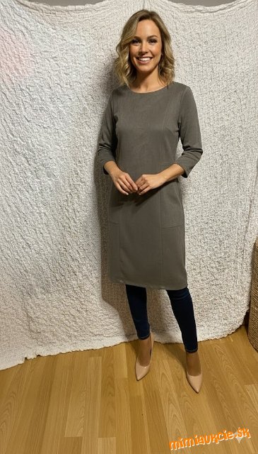 šedé velúrové šaty La furia