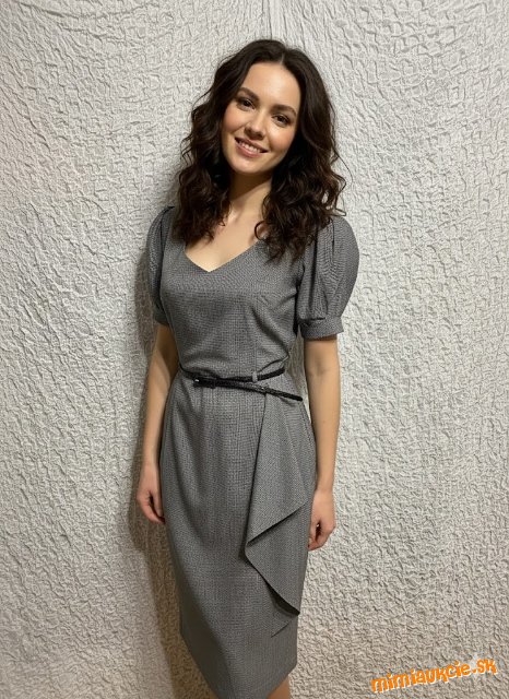 elegantné čierno biele pepitové biznis šaty marks&spencer