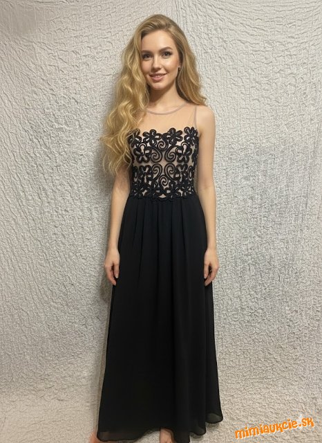 prekrásne čierno telové šaty s výšivkou Little mistress