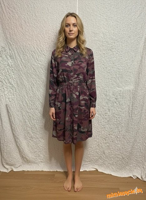 fialovo sivé camuflage košeľové šaty Gap