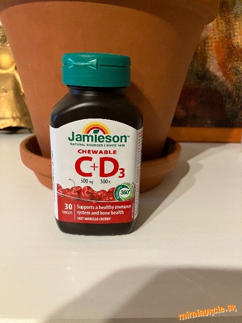 JAMIESON VITAMÍNY C a D3 čerešňa 500 mg/ 500 IU, 30 ks