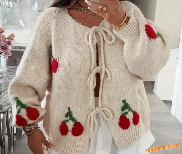 Kardigan kabátik s čerešničkami S