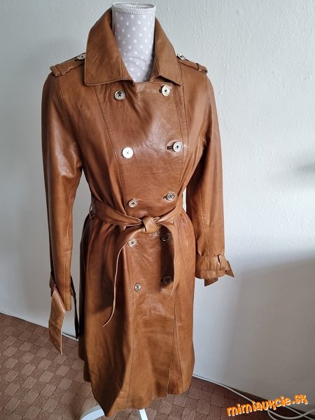 nový bledohnedý kožený mäkký kabát s visačkou veľ. M