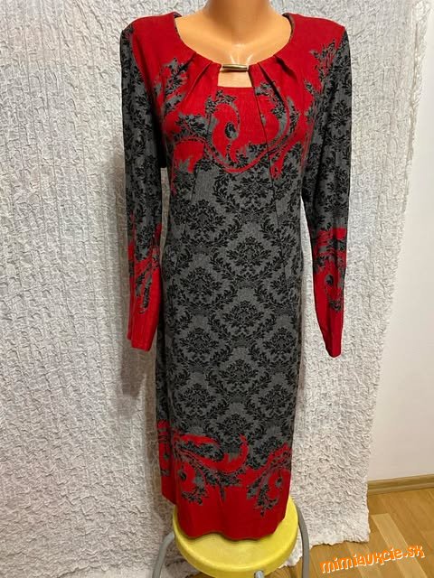 melanžové čierno sivo červené šaty Examida