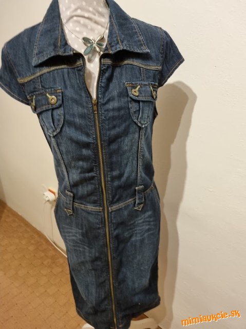 tmavomodré džínsové šaty na zips Denim Co veľ. 38