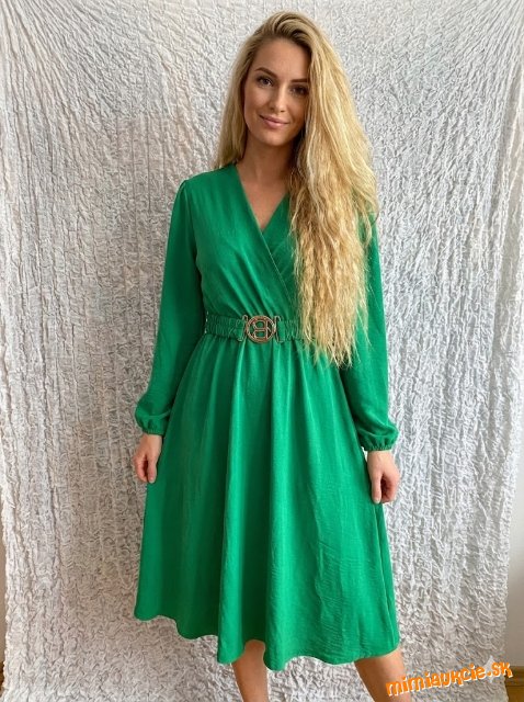 Fantastické zelené šaty s opaskom B