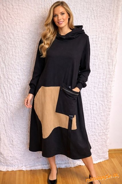 Bohovské čierno béžové šaty  uni veľkosť La le li