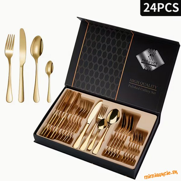 Nová krásna zlatá 24 ks - súprava príborov