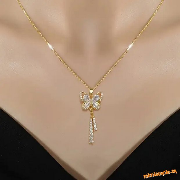Nová krásny retiazka s motýľom a umelými zirkónmi