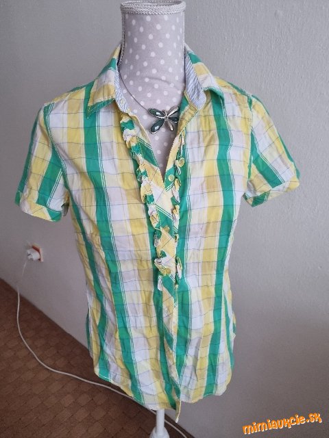 žlto-bielo-zelená káro blúzka s volánmi Lerros veľ. 38