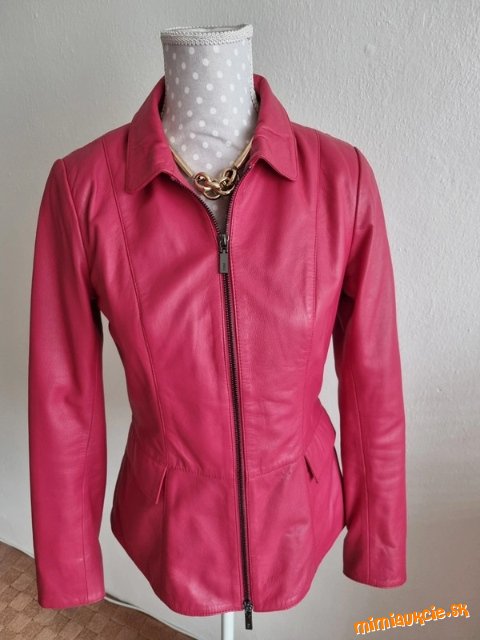 nová vínovo-malinová kožená jahňacia bunda Kara veľ. 36